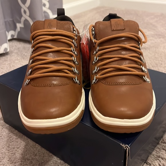Polo Ralph Lauren Adventure 100 SK ATH tan burnished calf leather shoes Mens 8.5 - Picture 4 of 16